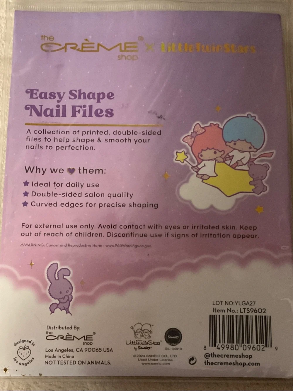 The Crème Shop x Little Twin Stars Pastel Nail File Set - Pink & Purple
